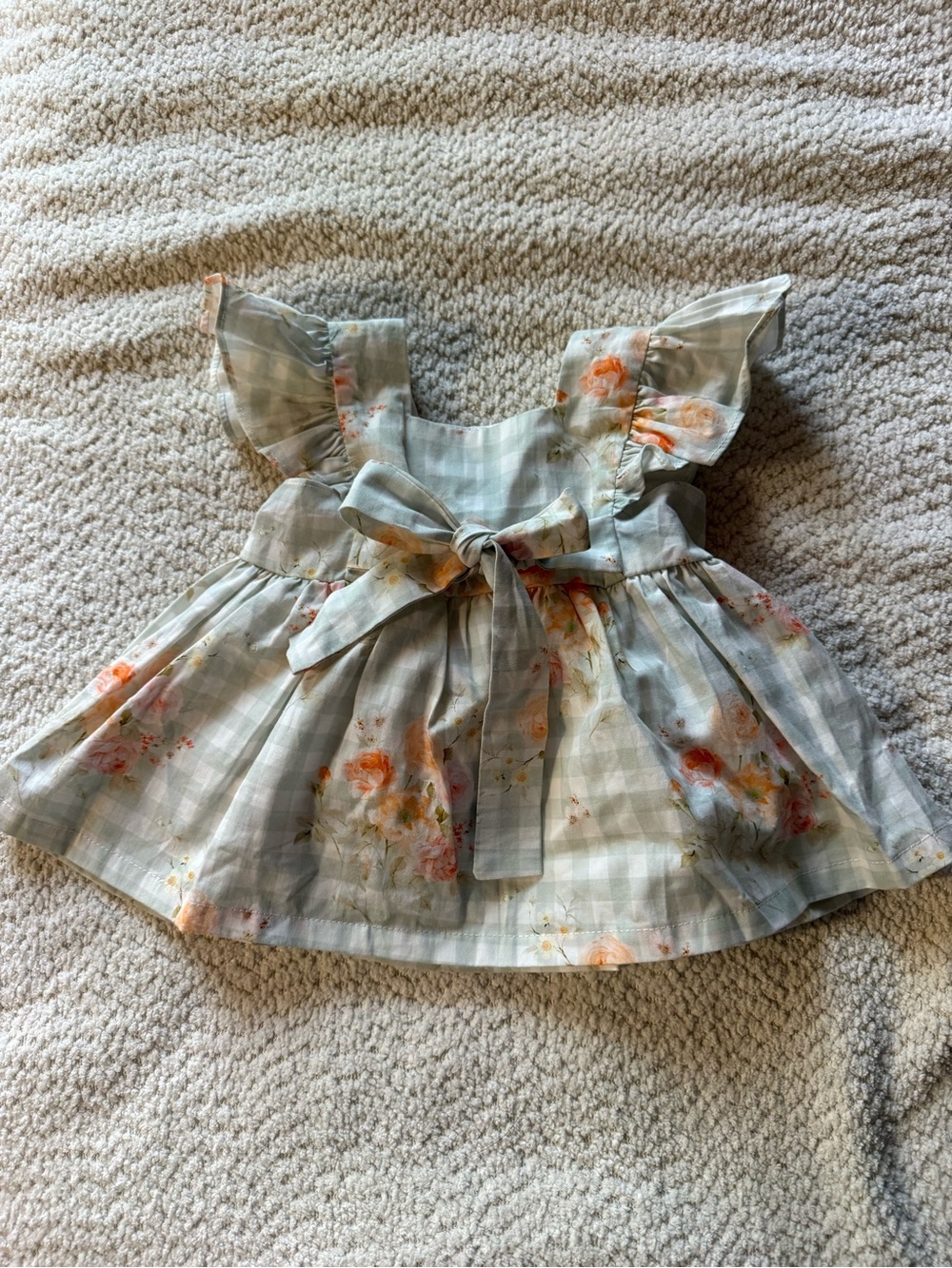 Arabella & Rose Floral Plaid Baby Dress with Bow Size 3-6 Months